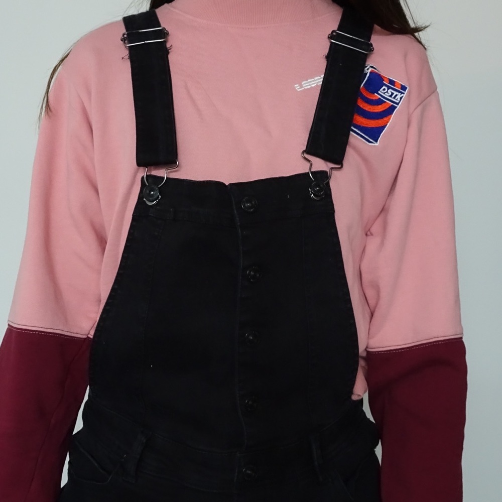 DISTRESSED DARK WASHED BLACK OVERALLS - Picture 4 of 7